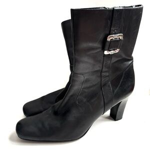 Etienne Aigner Simona size 10 black Heeled Boots with Buckle